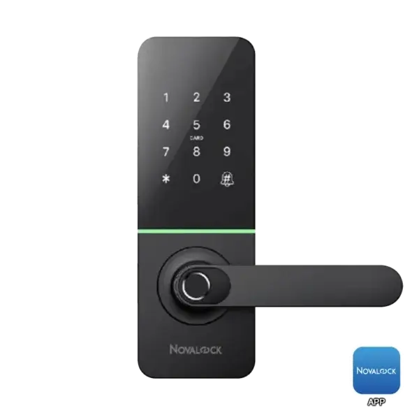 Novalock NDL 925 smart lock with fingerprint, PIN, and RFID card access, designed for room door in Malaysia.