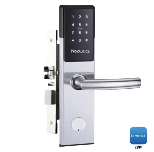 Novalock NDM 107 hotel smart lock with multiple access options, including RFID card and PIN code for easy entry.