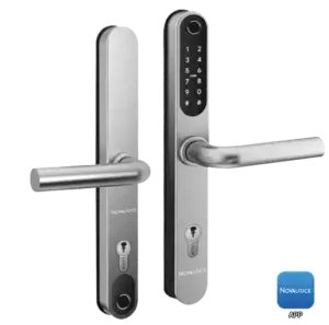 Novalock NDM X6-G Smart Lock Stainless Steel, smart security lock for metal doors with DUAL fingerprint, DUAL RFID card, DUAL key and PIN code access.