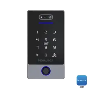 Novalock NEM K5F advanced magnetic door lock with 3D face recognition, fingerprint and PIN code access, designed for modern security solutions.
