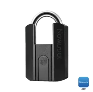 Novalock NPL 965-S smart padlock with fingerprint and key access, designed for condo grill gate & commercial use.