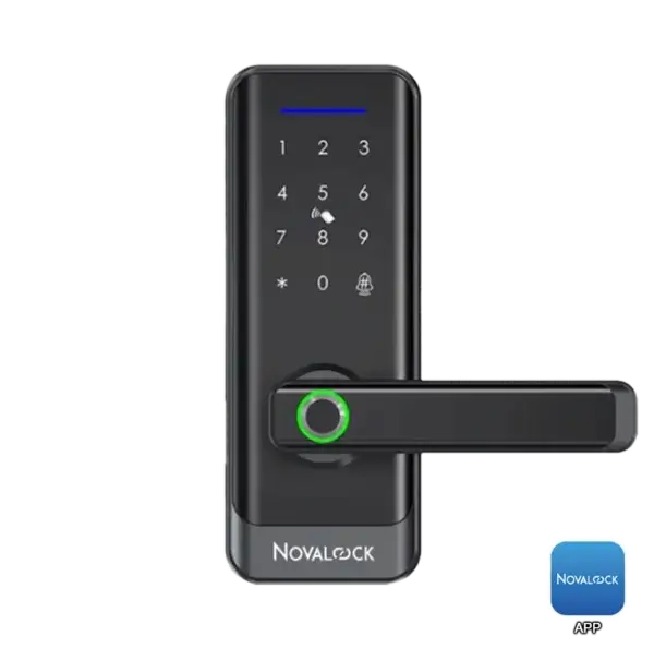 NDL 915B Smart Lock (Latch Type) with One-Touch Fingerprint, PIN Code, RFID Card, Mechanical Key Override, Bluetooth App, and optional Wi-Fi.