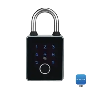 NPL 955 Smart Padlock – Biometric Fingerprint Lock with Pin Code, RFID Card, Mechanical Key, Remote Control, Bluetooth App, and Optional Wi-Fi for Enhanced Security.