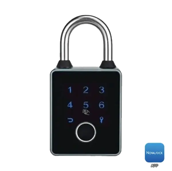 NPL 955 Smart Padlock – Biometric Fingerprint Lock with Pin Code, RFID Card, Mechanical Key, Remote Control, Bluetooth App, and Optional Wi-Fi for Enhanced Security.