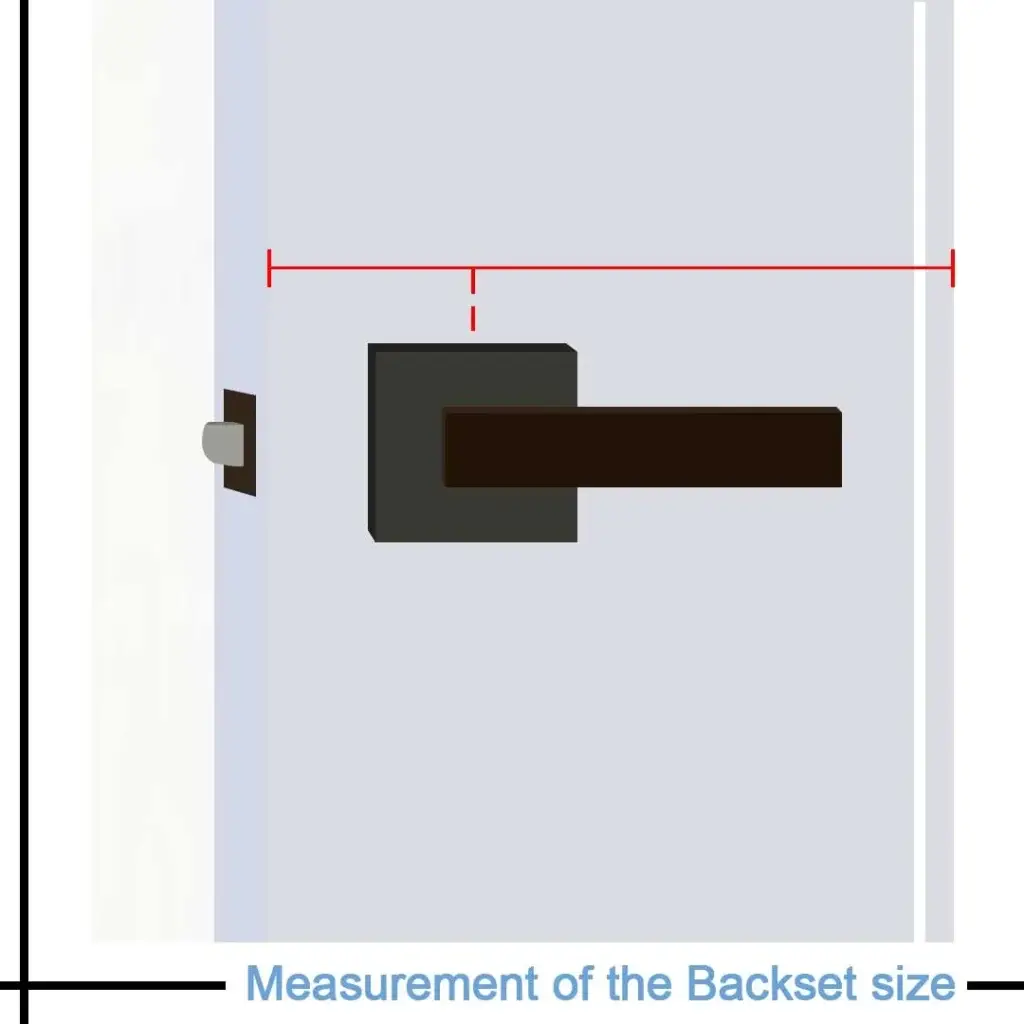 How to Measure for a Smart Lock Step-by-Step Guide for Perfect Fit! Measurement of the backset size on a door using a ruler from the edge to the center of the lock hole.