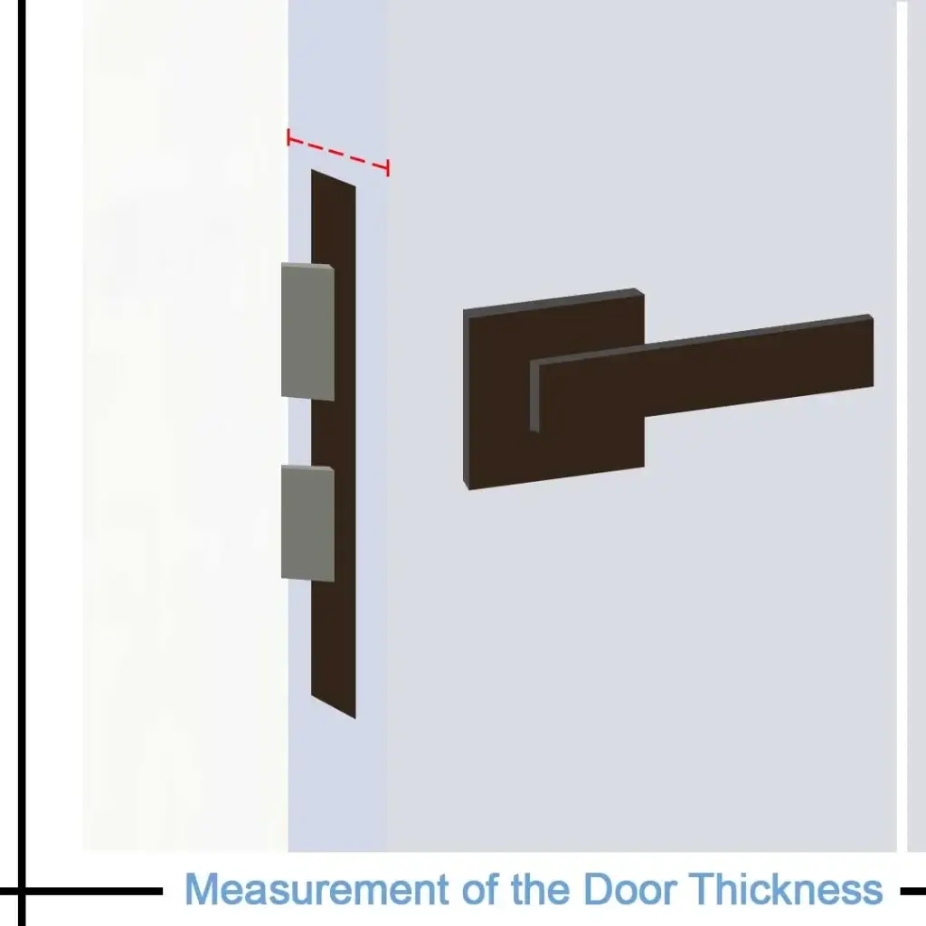 Using a ruler or caliper to measure the total thickness of the door from one side to the other.